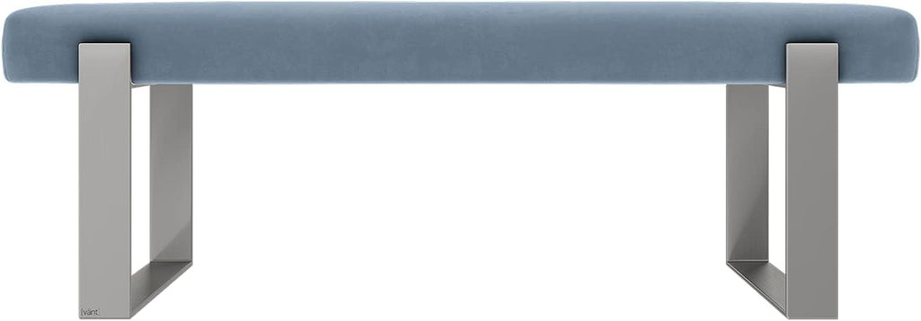 VANT Upholstered Bed Bench - Micro Suede Ocean Blue - Brushed Nickel - Contemporary Modern, Bedroom Bench Seat, Hallway, or Entryway