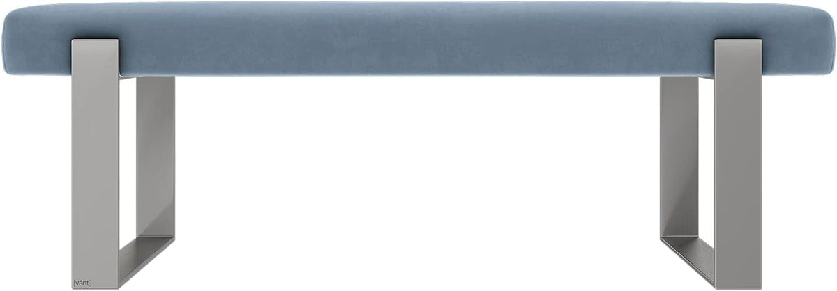 VANT Upholstered Bed Bench - Micro Suede Ocean Blue - Brushed Nickel - Contemporary Modern, Bedroom Bench Seat, Hallway, or Entryway