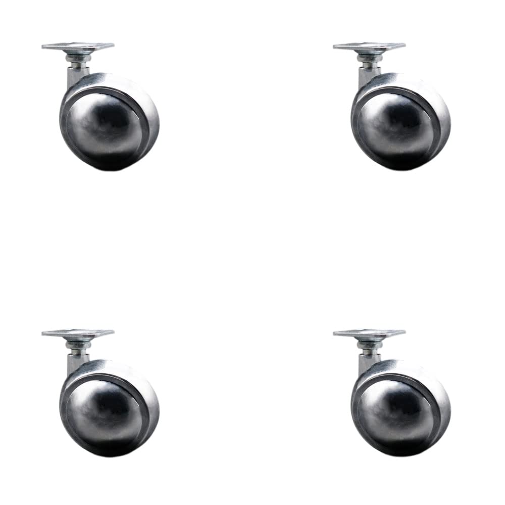 2.5 INCH Bright Chrome Metal Ball Caster - TOP Plate -, 4PK