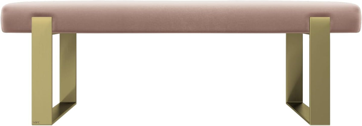 VANT Upholstered Bed Bench - Velvet Blush - Burnished Brass - Contemporary Modern, Bedroom Bench Seat, Hallway, or Entryway