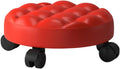 Heavy-Duty Low Roller Stool with 360° Swivel Wheels, Ottoman Footstool, Low-Height Short Rolling Stool Seat, PU Leather Small Mechanic Chair, Rolling Stools for Garage, Shop, Library red1