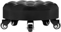 Heavy-Duty Low Roller Stool with 360° Swivel Wheels, Ottoman Footstool, Low-Height Short Rolling Stool Seat, PU Leather Small Mechanic Chair, Rolling Stools for Garage, Shop, Library Black