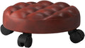 Heavy-Duty Low Roller Stool with 360° Swivel Wheels, Ottoman Footstool, Low-Height Short Rolling Stool Seat, PU Leather Small Mechanic Chair, Rolling Stools for Garage, Shop, Library red