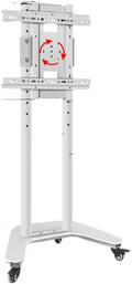 Free Standing Tv Stand Mobile TV Cart On Wheels Rolling TV Stand for 32 to 60 Inch Flat Screen TVs, Tall TV Floor Stand, Height Adjustable Floor Standing Tv Stand (White