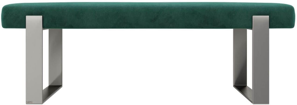 VANT Upholstered Bed Bench - Velvet Emerald Green - Brushed Nickel - Contemporary Modern, Bedroom Bench Seat, Hallway, or Entryway