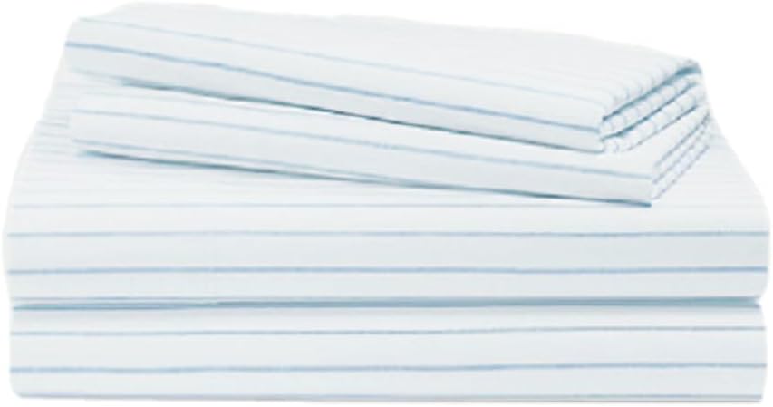 Ralph Lauren Lauren Spencer Stripe Queen 4 pc 100% Soft Cotton Sateen Sheet Set (Blue)