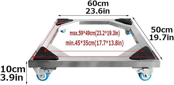 Adjustable Washing Machine Base Heavy Duty Washing Machine Base with Wheels Universal Mobile Base Fridge Stand Locking Swivel Wheels Dryer Stent Appliance Stand 45-65cm Washer