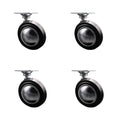 2-1/4 Inch Swivel Metal with Soft Rubber Tread Ball Caster Wheels for Furniture - Bright Chrome Finish Casters with 1-1/2 Inch by 1-1/2 Inch Top Plate - Set of 4 - Service Caster Brand