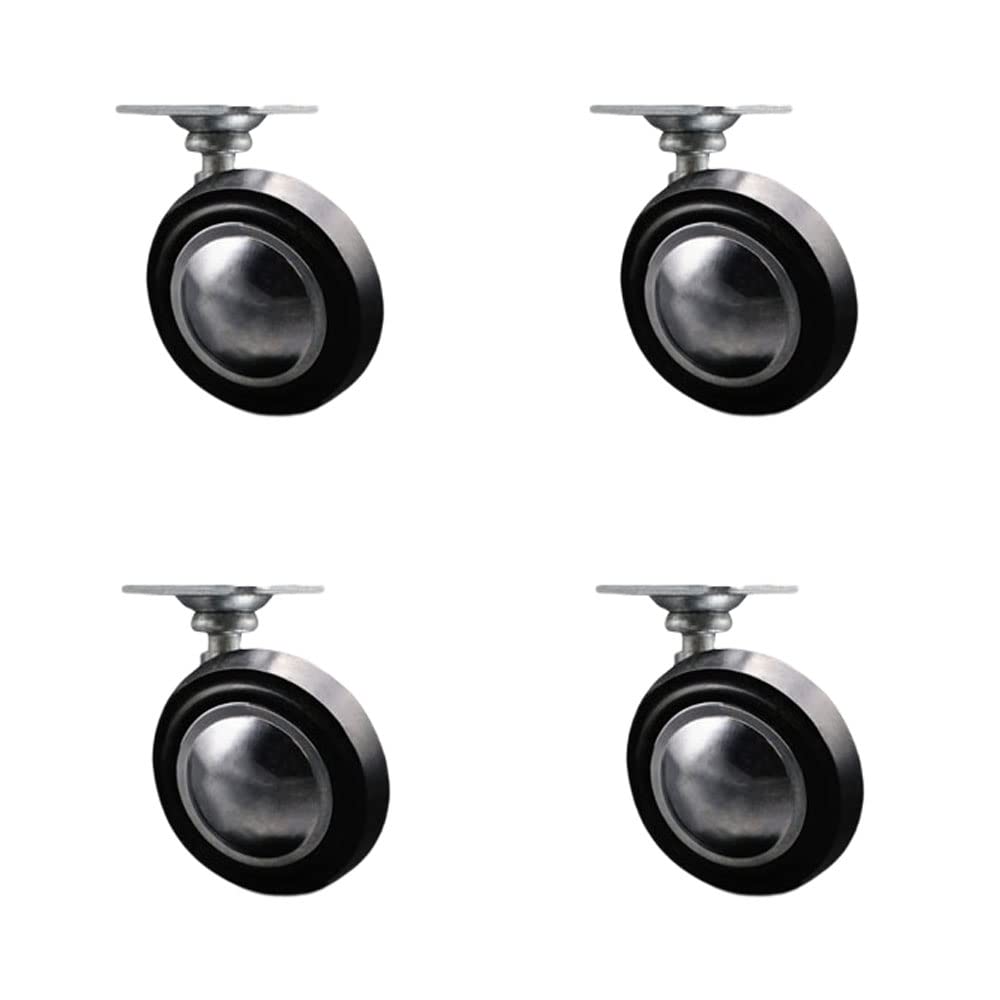 2-1/4 Inch Swivel Metal with Soft Rubber Tread Ball Caster Wheels for Furniture - Bright Chrome Finish Casters with 1-1/2 Inch by 1-1/2 Inch Top Plate - Set of 4 - Service Caster Brand