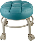Heavy-Duty Low Roller Stool with 360° Swivel Wheels, 660-lb Load Capacity, Low-Height Short Rolling Stool Seat, PU Leather Small Mechanic Chair, Rolling Stools for Garage, Shop, Libra blue2