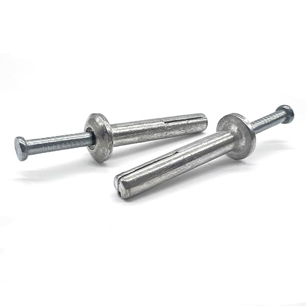 (1500 Pieces) 1/4'x1-1/4' Mushroom Head Hammer Drive Anchors Zinc Alloy w/Zinc Plated Nails