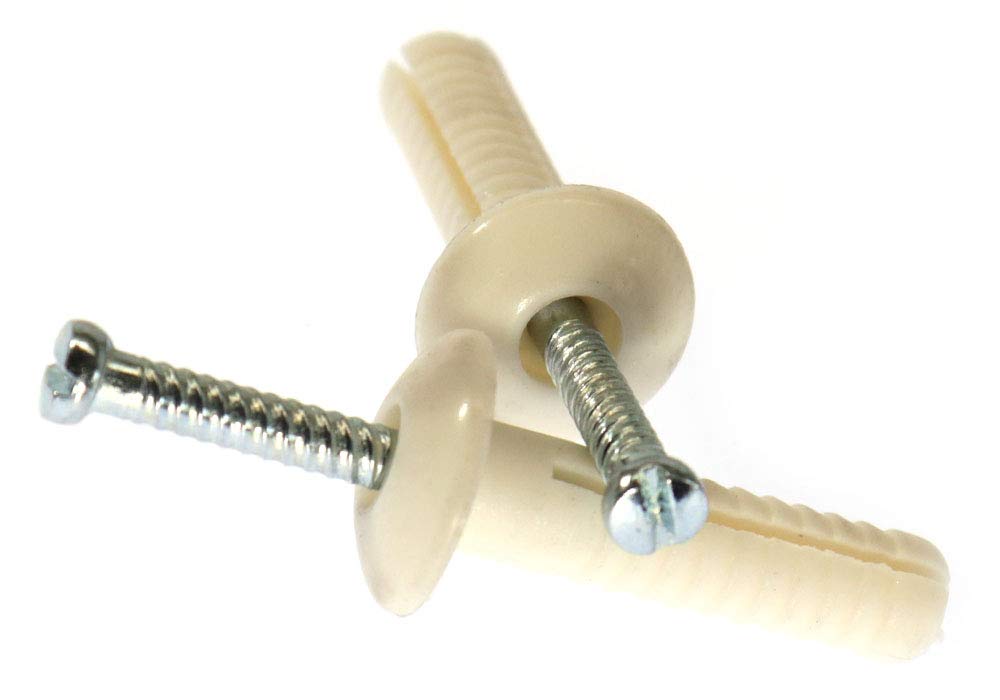 1/4' x 1 1/2' Hammer Drive Anchor Mushroom Head with Zinc Plated Steel Nail Nylon Pk 1000