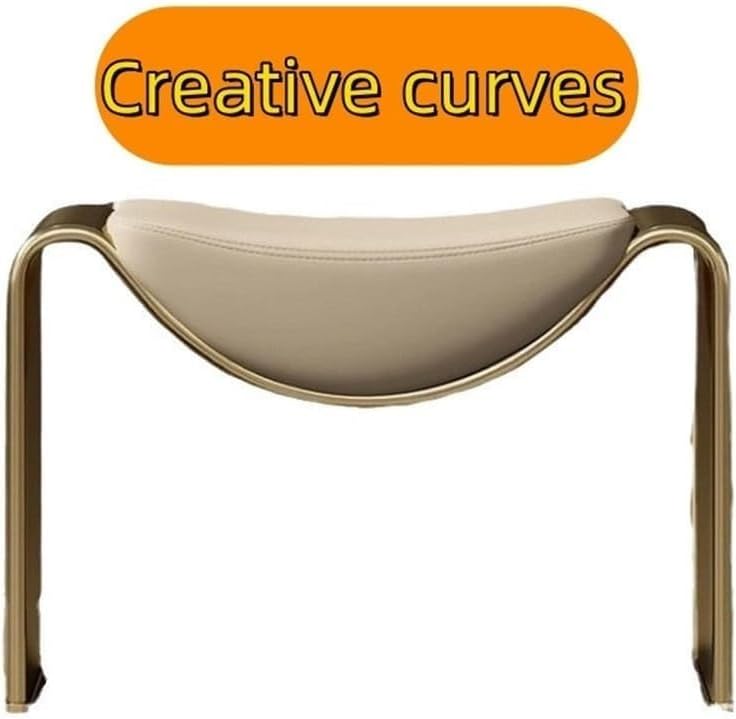 Entryway Stool with Leather Cushion Minimalist Metal-Frame Vanity Bench High-Density Foam Versatile Seat for Living Room Beautiful