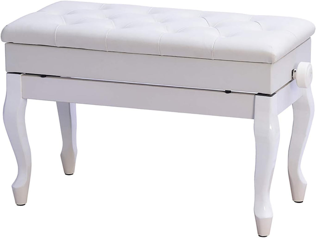 Vanity Bench,Piano Stool Adjustable Piano Bench Piano Stool with Storage SpaceBent Legs Practice Electric Piano Stool Solid Hard Wooden Construction (White)，White