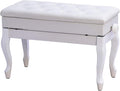 Vanity Bench,Piano Stool Adjustable Piano Bench Piano Stool with Storage SpaceBent Legs Practice Electric Piano Stool Solid Hard Wooden Construction (White)，White