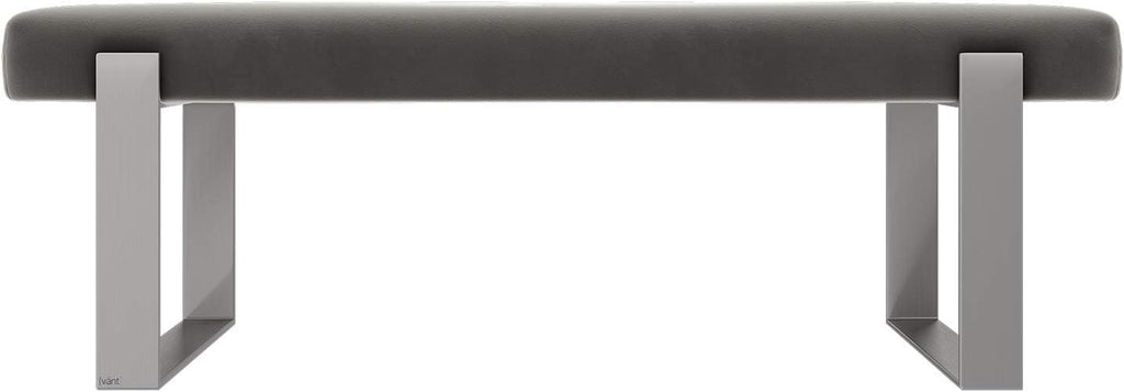 VANT Upholstered Bed Bench - Velvet Gothic Grey - Brushed Nickel - Contemporary Modern, Bedroom Bench Seat, Hallway, or Entryway