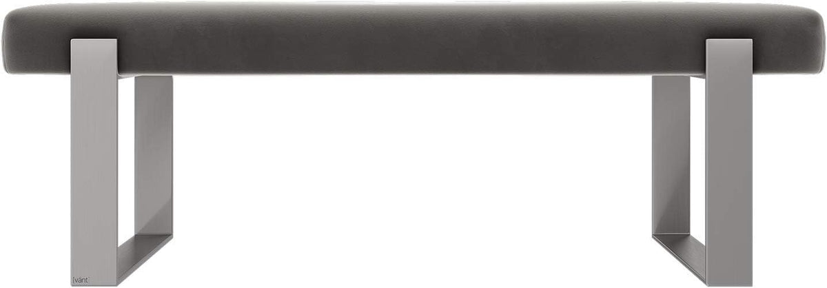 VANT Upholstered Bed Bench - Velvet Gothic Grey - Brushed Nickel - Contemporary Modern, Bedroom Bench Seat, Hallway, or Entryway