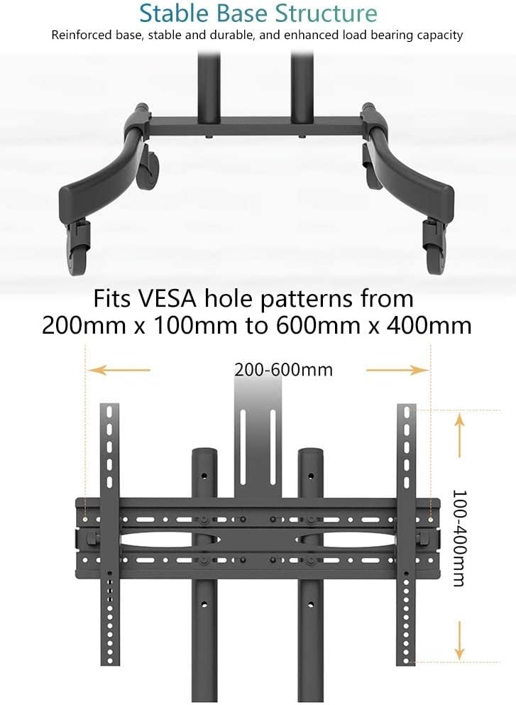 Tv Stands Universal On Wheels for 32-65 Inch Flat Screens, Rolling Mobile Tv Floor Stand with Swivel Height Adjustable Mount Bracket, Black Beautiful Scenery