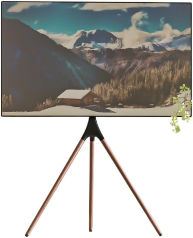 Universal TV Stand TV Stand for Bedroom Portable TV Stand for 43 to 65 Inch Screen TVs TV Display Stand Height Adjustable Swivel and Wood Tripod Base Universal Television Stands