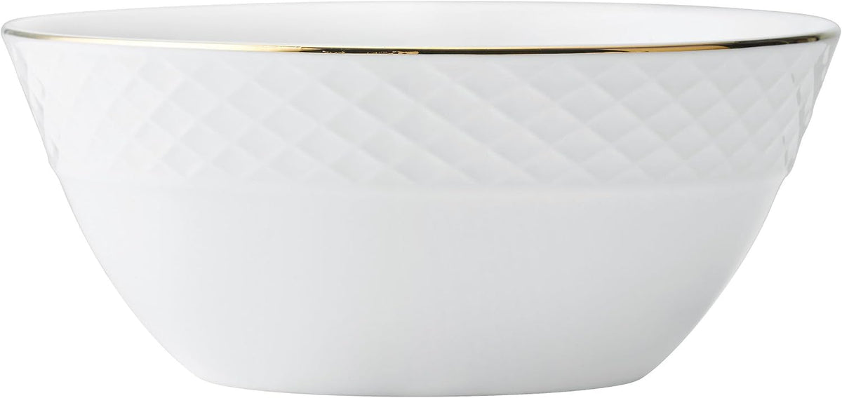 Mikasa Trellis Gold Rim Bone China Lightweight Chip Resistant 12 Piece Dinnerware Set, Service for 4