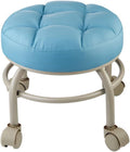 Heavy-Duty Low Roller Stool with 360° Swivel Wheels, 660-lb Load Capacity, Low-Height Short Rolling Stool Seat, PU Leather Small Mechanic Chair, Rolling Stools for Garage, Shop, Libra blue1