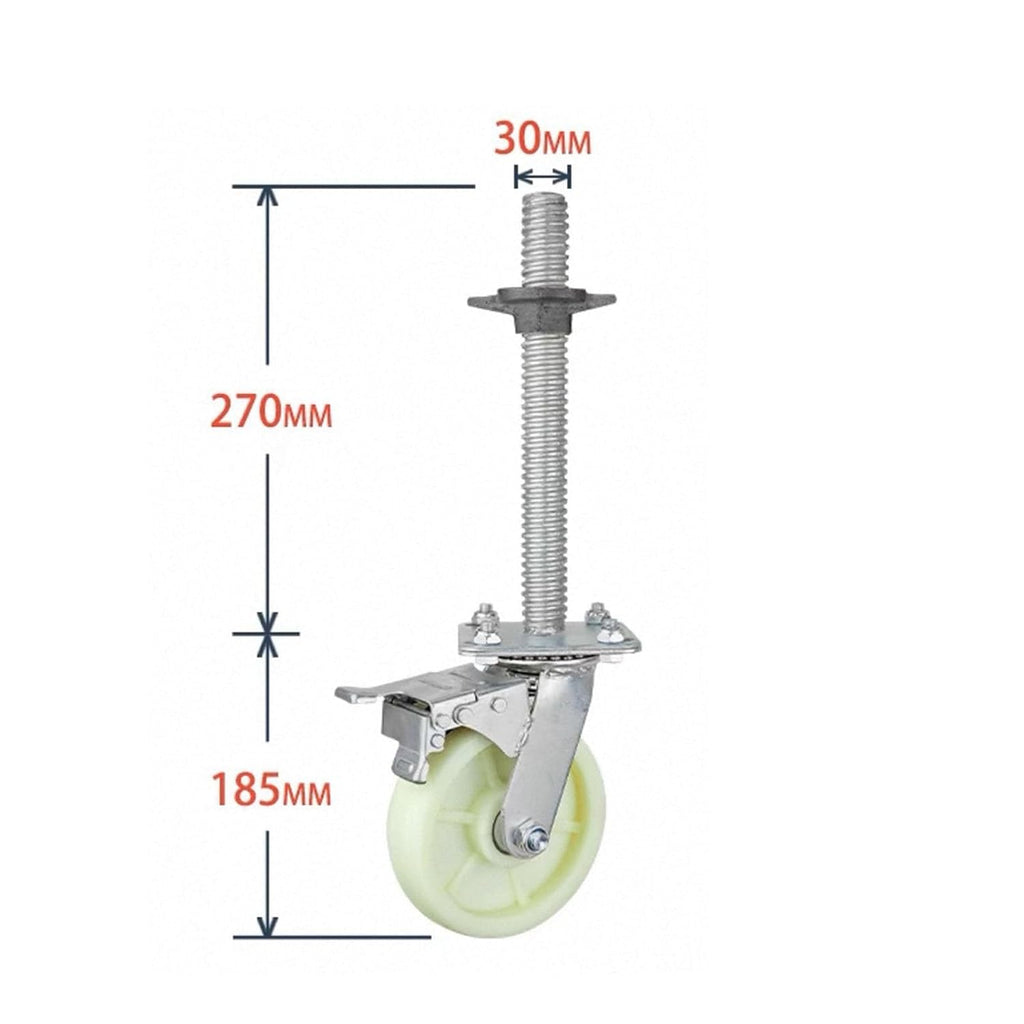 6 Inch Heavy Duty Universal Scaffolding Mobile Wheel with Brake, Adjustable Screw Caster, Movable Frame Base Wheel(Regular)