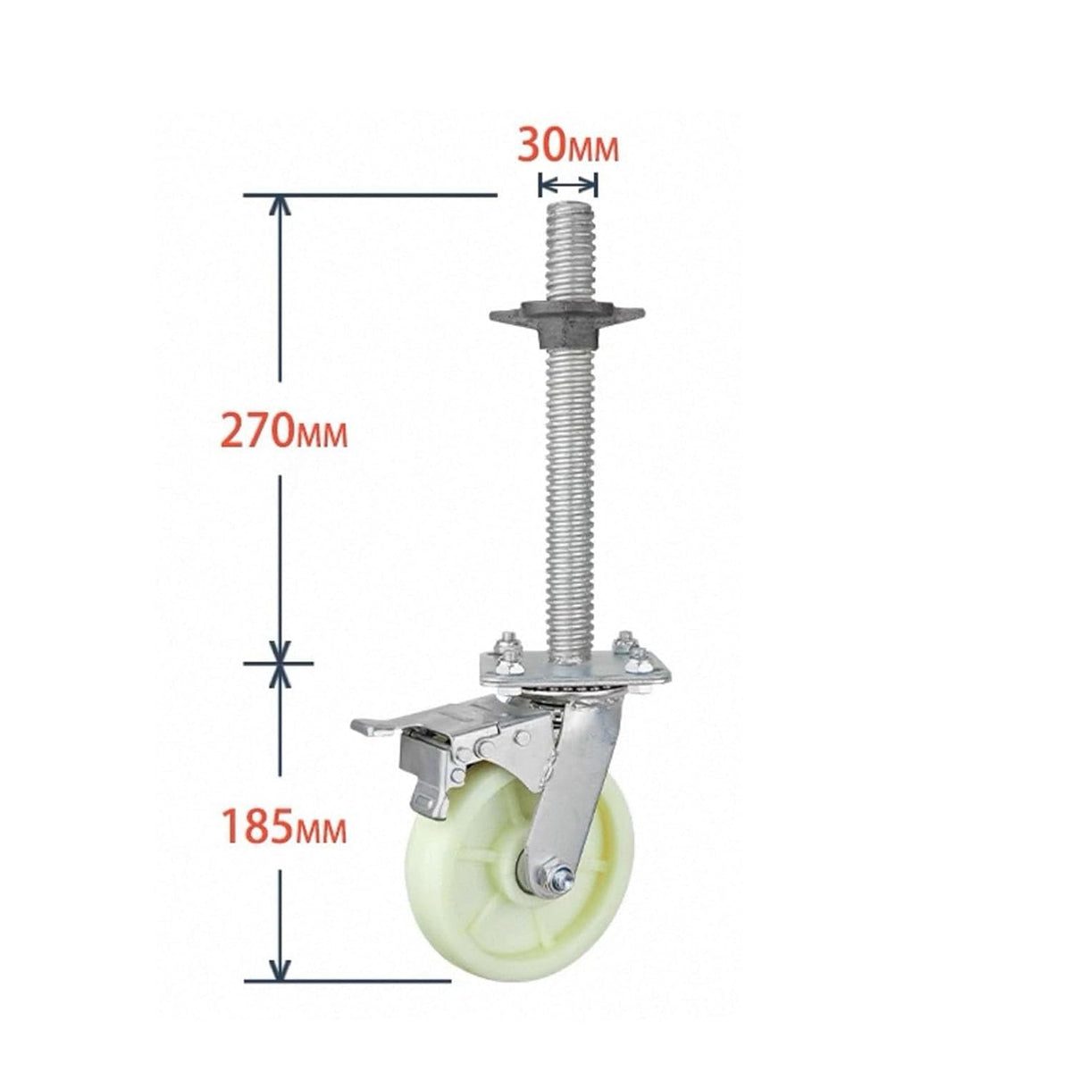 6 Inch Heavy Duty Universal Scaffolding Mobile Wheel with Brake, Adjustable Screw Caster, Movable Frame Base Wheel(Regular)