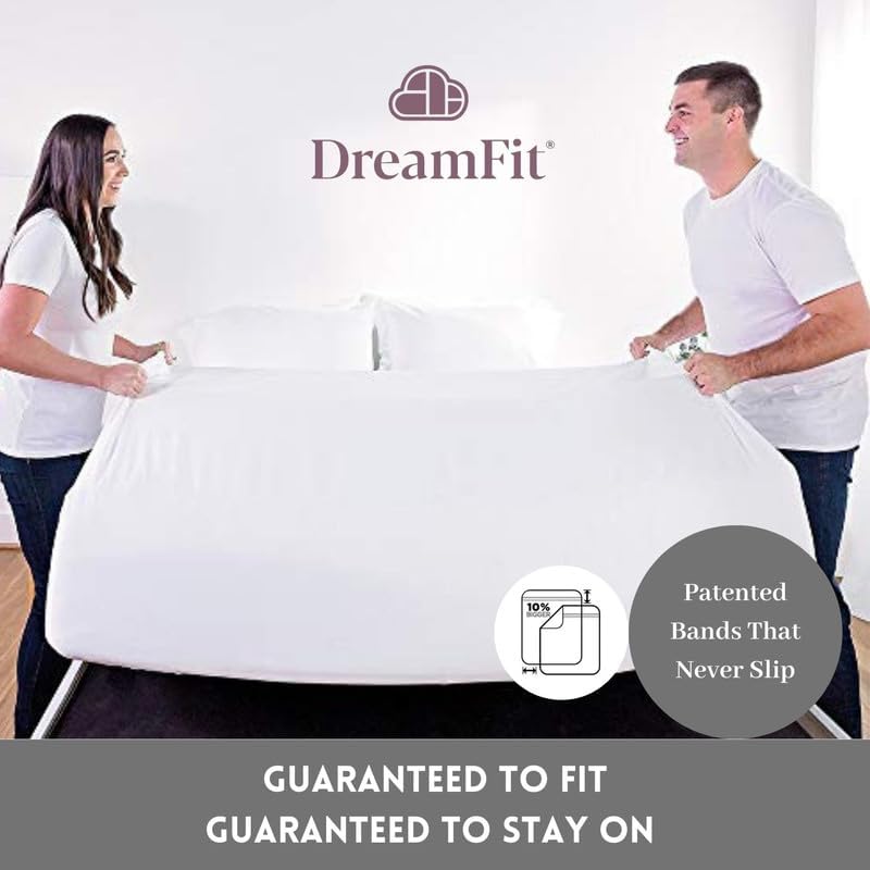 DreamFit DreamComfort 100% Natural Long Staple Cotton Sheet Set with Elastic Corner Bands with Extra Deep Pockets up to 20 Inches Luxury Bedding Crafted in USA Twin XL Sheet Set Gray
