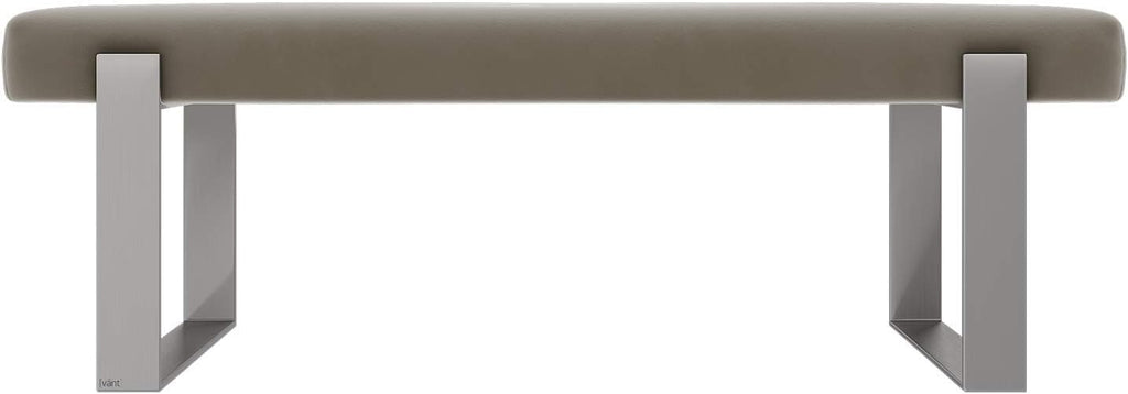 VANT Upholstered Bed Bench - Velvet Sand Storm - Brushed Nickel - Contemporary Modern, Bedroom Bench Seat, Hallway, or Entryway