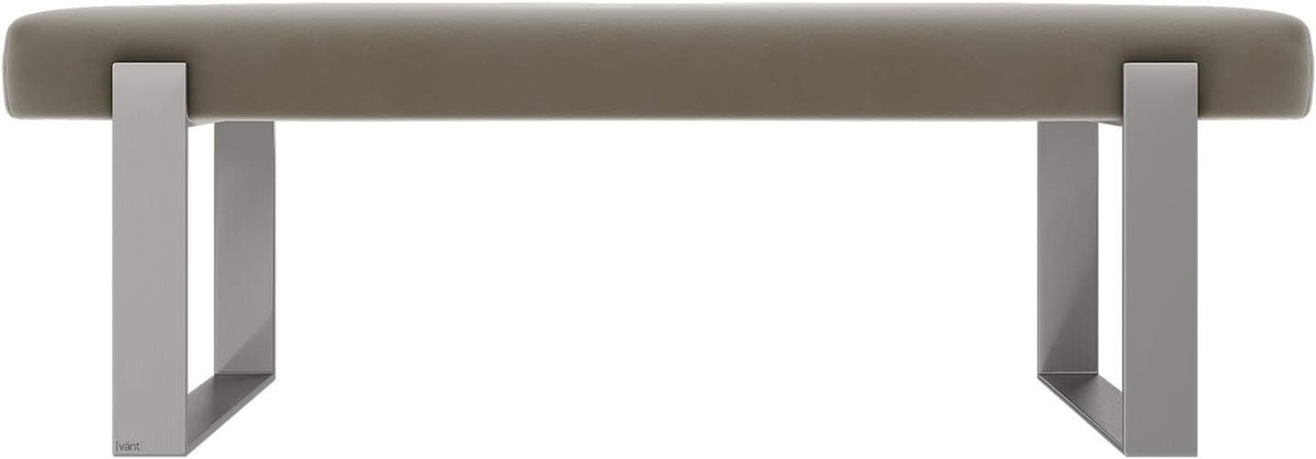 VANT Upholstered Bed Bench - Velvet Sand Storm - Brushed Nickel - Contemporary Modern, Bedroom Bench Seat, Hallway, or Entryway
