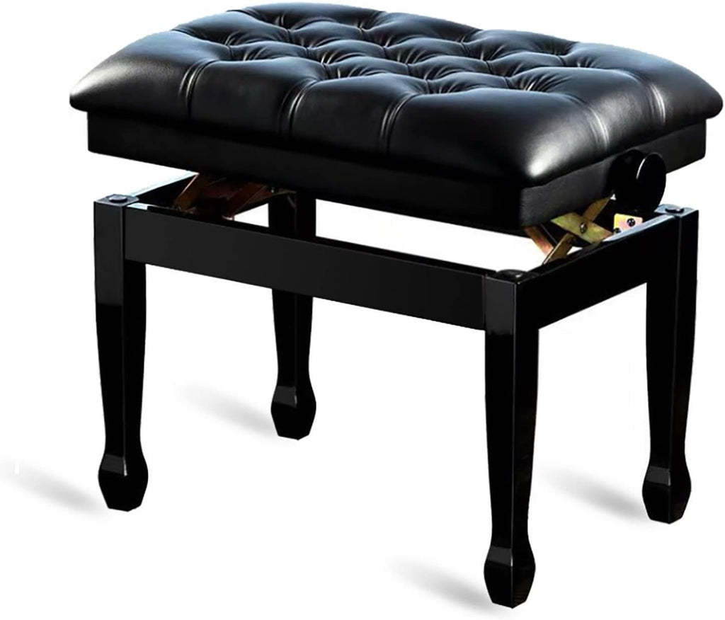 Faux Leather Piano Stool Piano Bench Height Adjustable Padded Keyboard Bench Piano Stool Keyboard Bench Vanity StoolStrong Load Capacity & Easy Assembly,Walnut (Black)