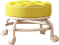 Heavy-Duty Low Roller Stool with 360° Swivel Wheels, 440-lb Load Capacity, Low-Height Short Rolling Stool Seat, PU Leather Small Mechanic Chair, Rolling Stools for Shop Yellow
