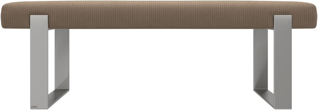 VANT Upholstered Bed Bench - Ribbed Taupe - Brushed Nickel - Contemporary Modern, Bedroom Bench Seat, Hallway, or Entryway