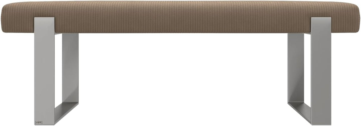 VANT Upholstered Bed Bench - Ribbed Taupe - Brushed Nickel - Contemporary Modern, Bedroom Bench Seat, Hallway, or Entryway