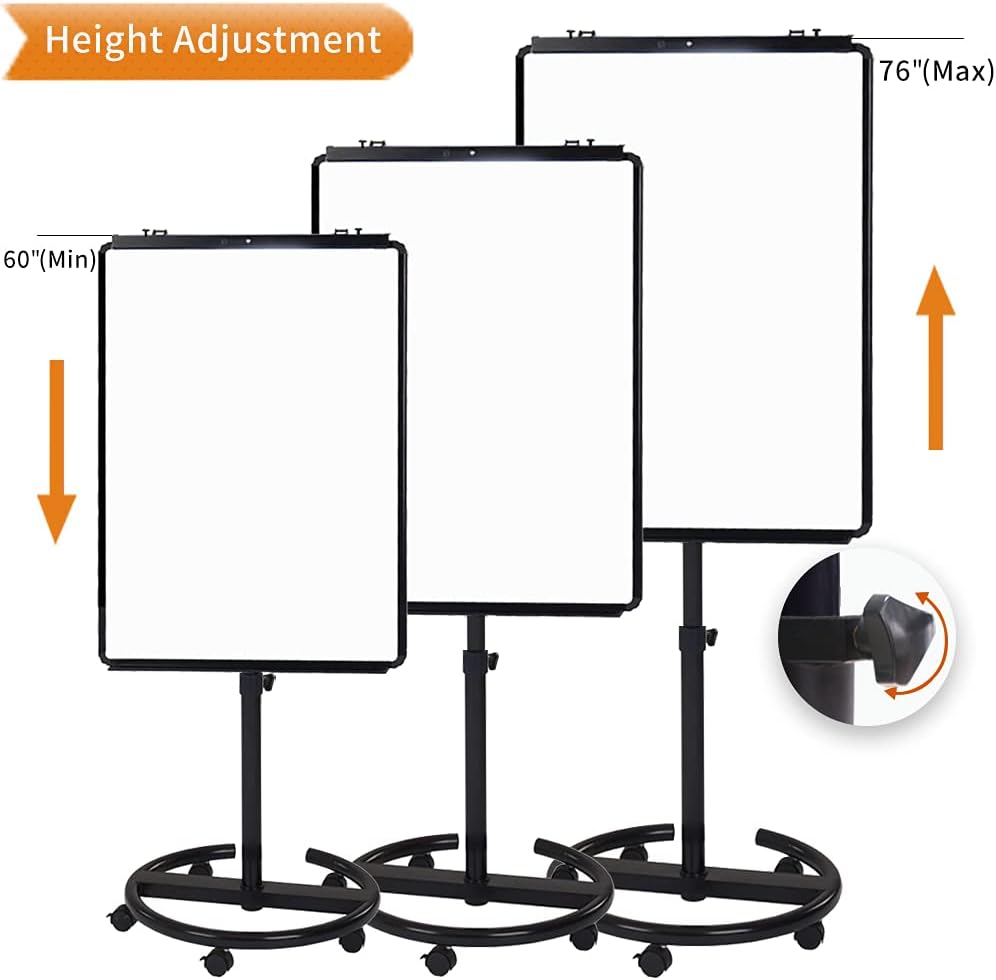 VIZ-PRO ECO Magnetic Mobile Whiteboard/Flipchart Easel, Black, 28 X 40 Inches