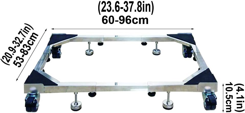 Universal Base Fridge Stand Washing Machine zer Wheels Heavy Duty Movable with 4×2 Locking Rubber Swivel Wheels Washing Machine Holder Bracket for Double Door Cooler, (A 4