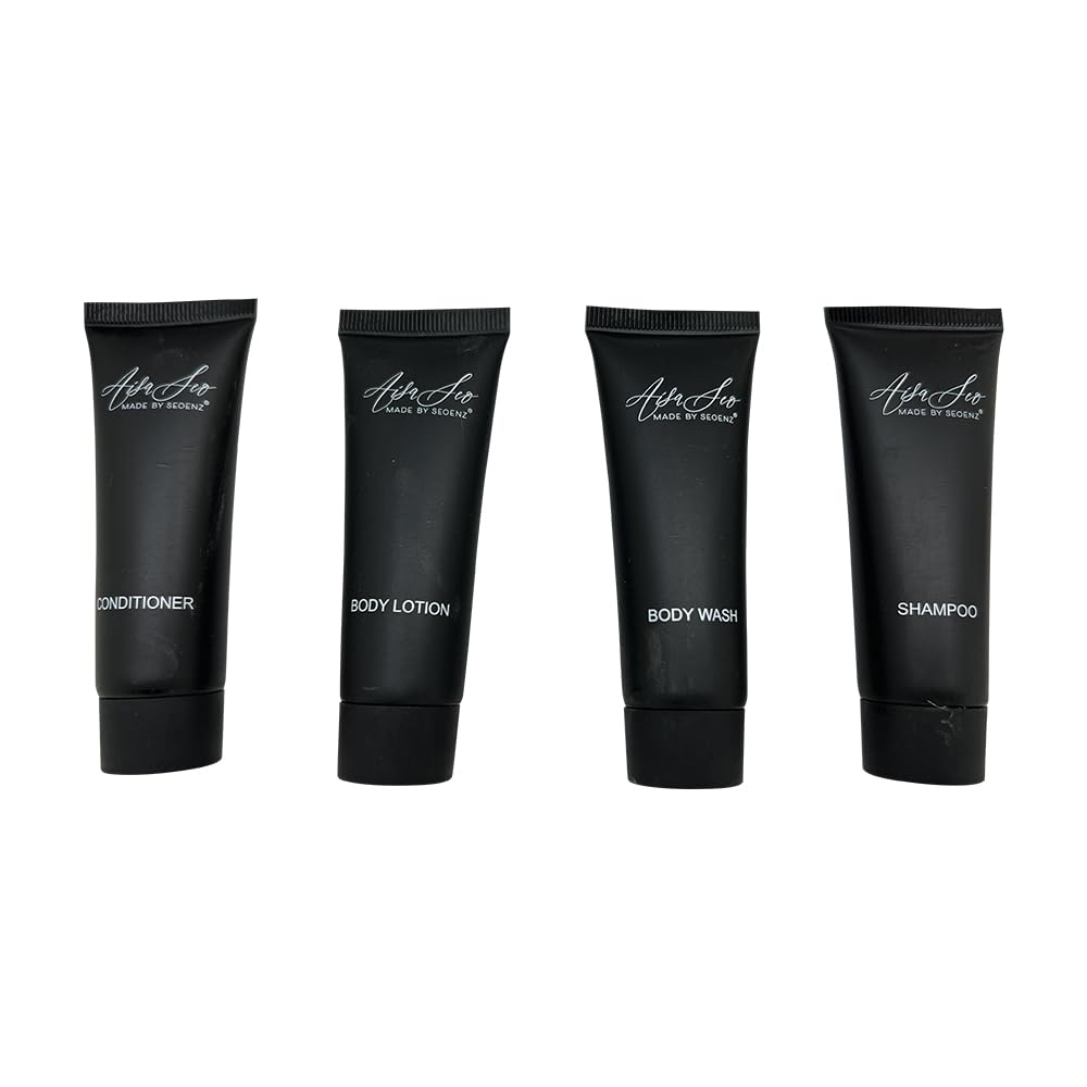 24 Piece Hotel and B&B Toiletry Kit | 1oz Shampoo, Conditioner, Body Wash, Lotion, Bar Soap, Shower Cap, Razor, Toothbrush, Qtips & Makeup Wipes (Kit, 50)