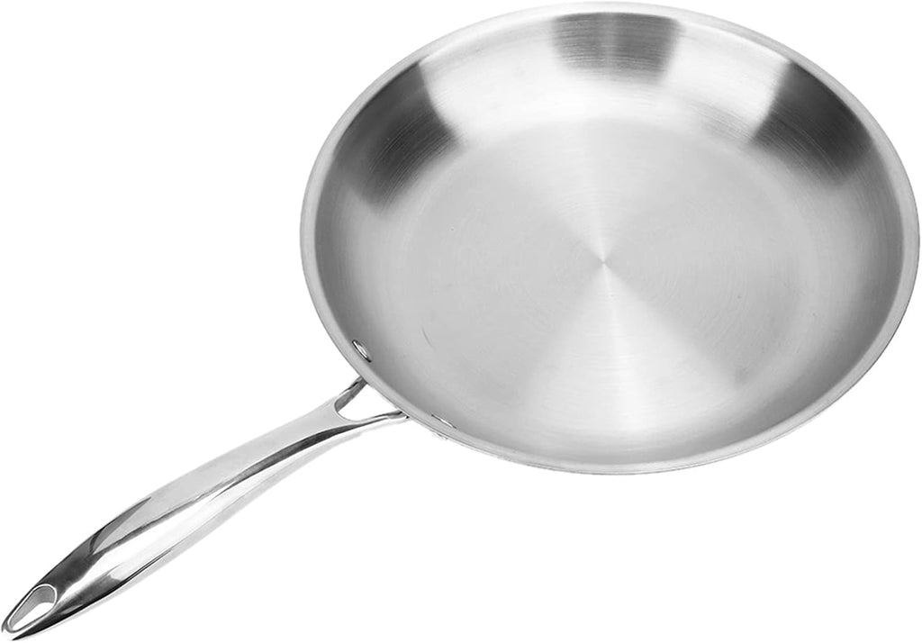 30 x 5cm Stainless Steel Fry Pan 3 Layers Induction Steak Kitchen tensils Composite Bottom Arc Long Handle Stainless Steel pan(