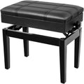 Vanity Bench,Faux Leather Piano Stool Piano Bench with Storage CompartmentLoad Capacity Up to 180Kg55 X 34 X 47-57CmHeight AdjustableSuitable for Single PersonTeak，Black