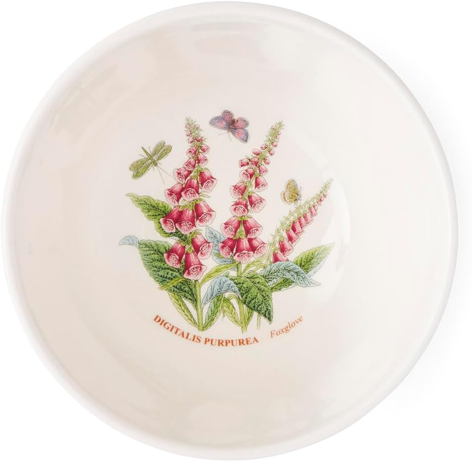 Portmerion Botanic Garden Meadow - 5' Round Stacking Bowl (Set of 6) | Assorted Florals with Colorful Laurel Leaf Border| Earthenware | Microwave & Dishwasher Safe | Home & Restaurant for Daily Use
