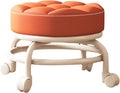 Heavy-Duty Low Roller Stool with 360° Swivel Wheels, 440-lb Load Capacity, Low-Height Short Rolling Stool Seat, PU Leather Small Mechanic Chair, Rolling Stools for Shop Orange