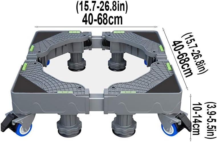 Mobile Roller Washing Machine Stand Base Adjustable Length/Width 40-68cm Base for Dryer Refrigerator Furniture Fridge Stand Universal with 4 Locking Wheels ( )