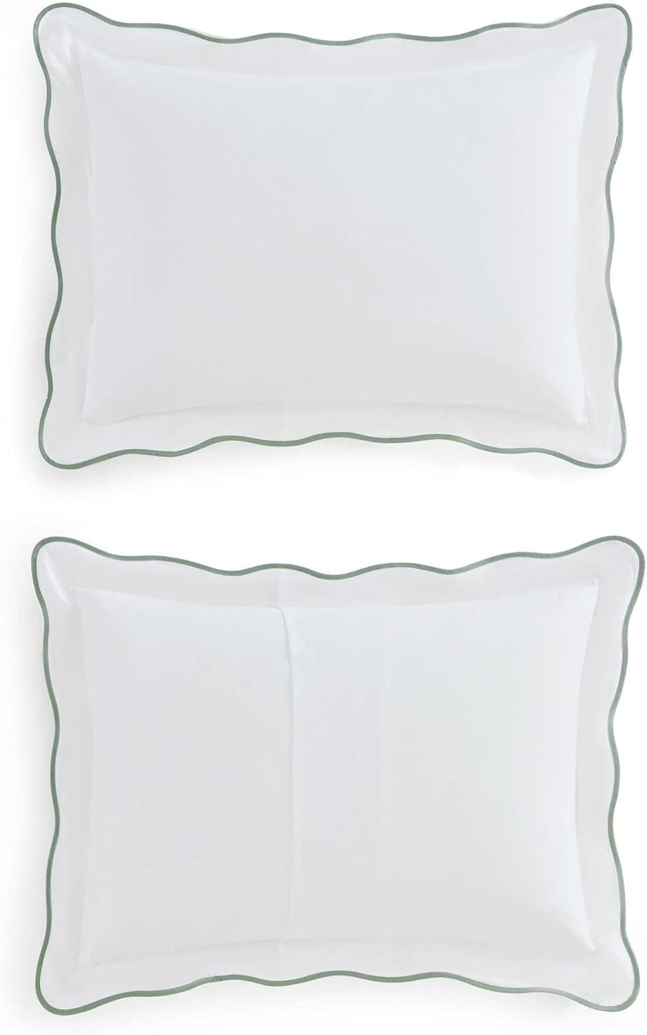 Martha Stewart - King Duvet Cover Set, 100% Soft Cotton Bed Set with a Smooth Cotton Percale Reverse, 3 Piece Bedding with Matching Pillowcases (Simple Scallop Green)