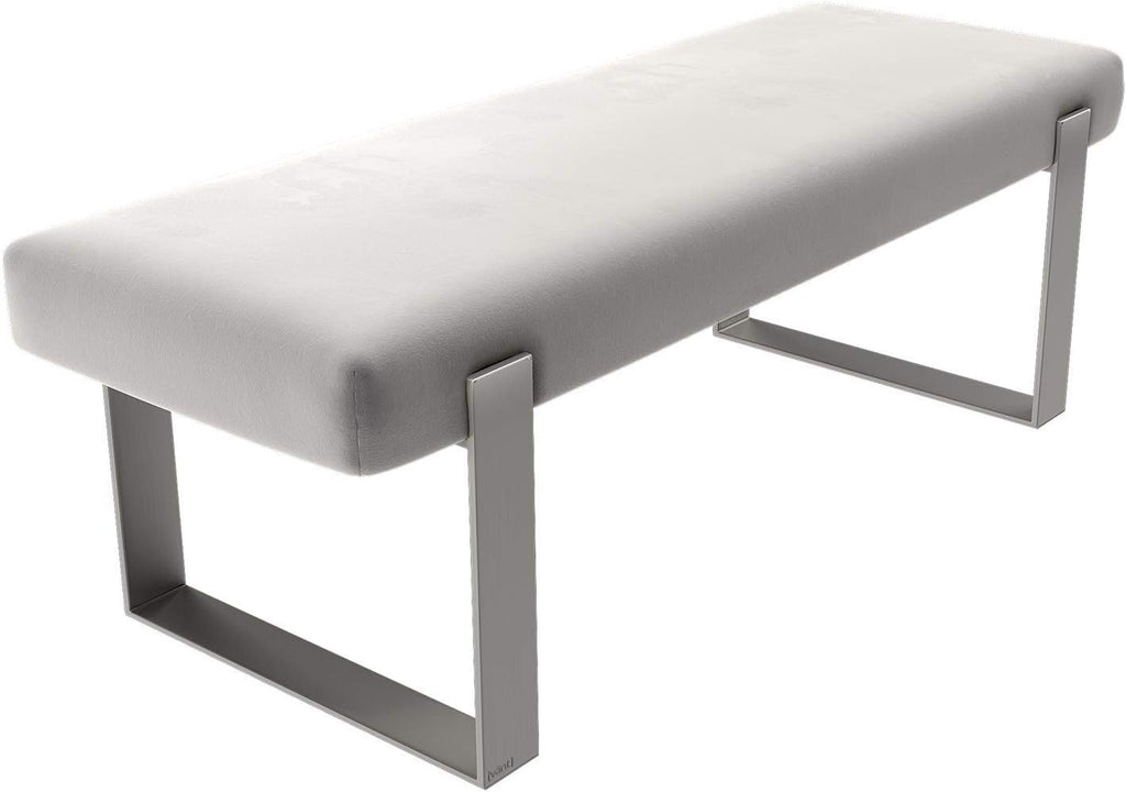 VANT Upholstered Bed Bench - Velvet Platinum Grey - Brushed Nickel - Contemporary Modern, Bedroom Bench Seat, Hallway, or Entryway