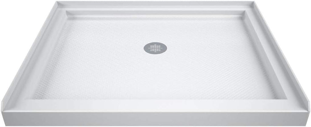 DreamLine 36 in. D x 36 in. W x 76 3/4 in. H Center Drain Acrylic Shower Base and QWALL-5 Backwall Kit In White, DL-6194C-01