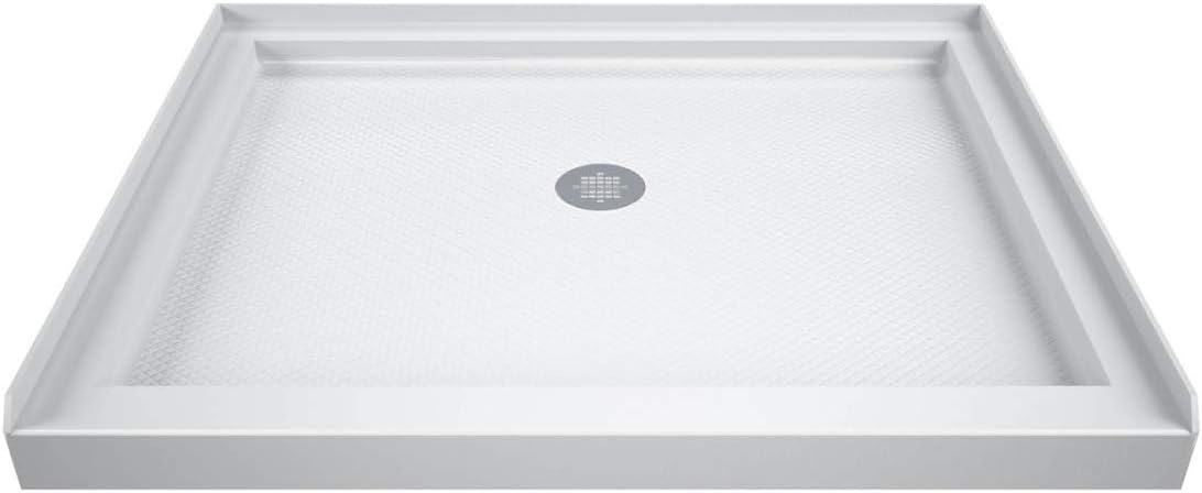 DreamLine 36 in. D x 36 in. W x 76 3/4 in. H Center Drain Acrylic Shower Base and QWALL-5 Backwall Kit In White, DL-6194C-01