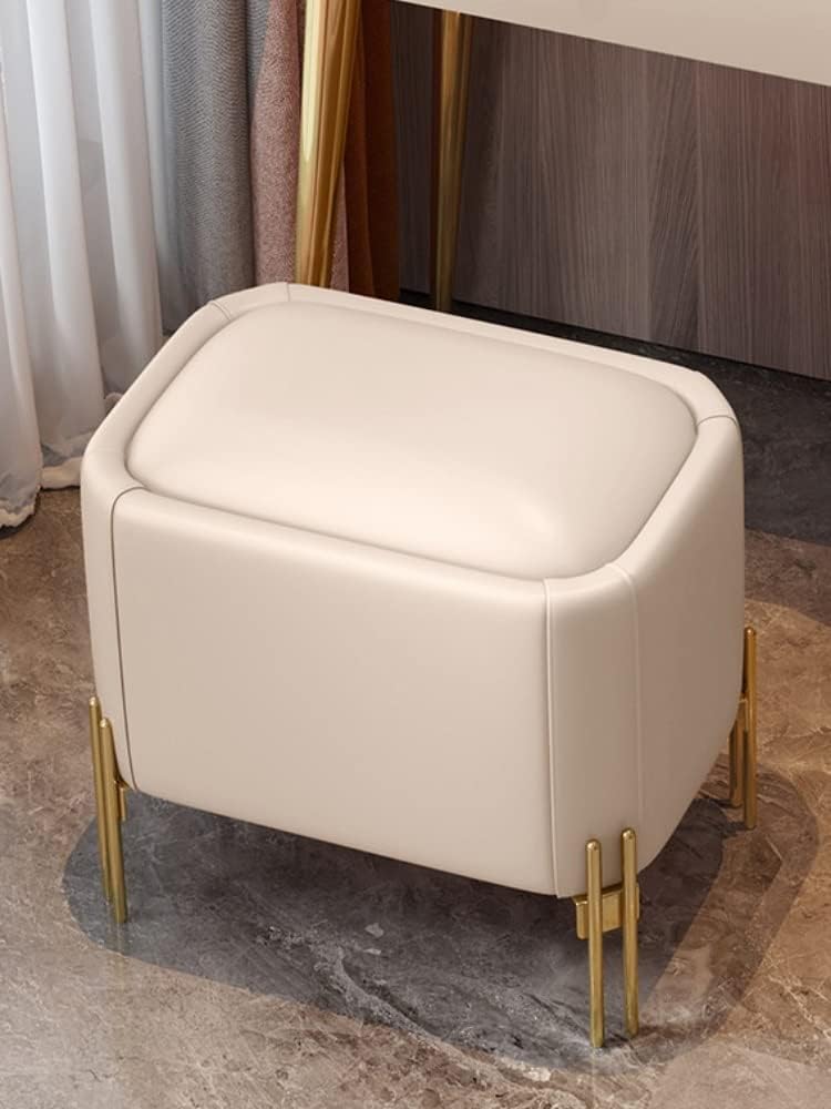 Bedroom Dressing Vanity Bench Leather Ottoman Pouf Door Side Shoe Stool Footrest Footstool Tatami Futon for Chaise Lounge(Black)