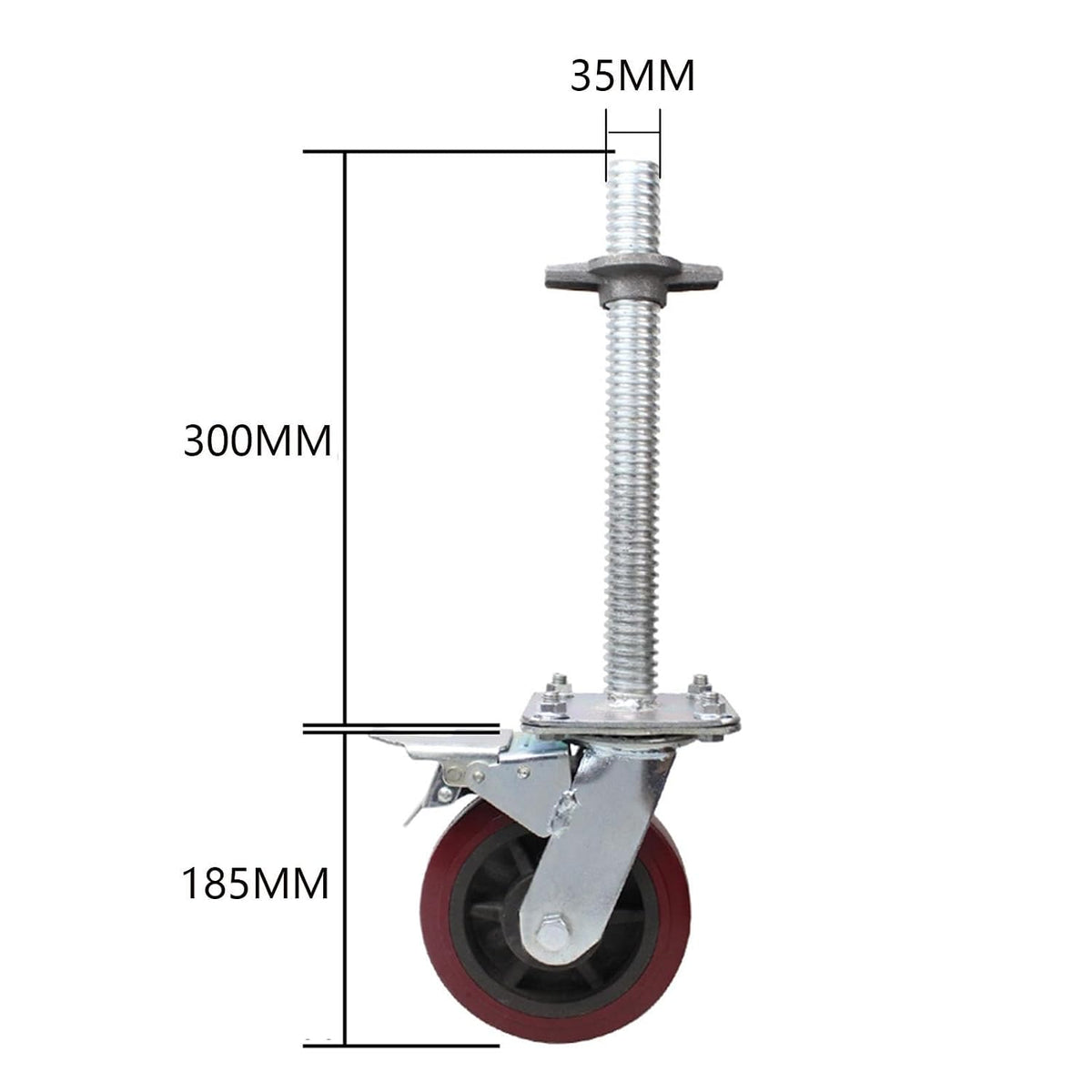 6-inch 8-inch Scaffolding Universal Wheel with Brake, Adjustable Screw Base, Mobile Bracket Wheel 4-Pack(6 inches)