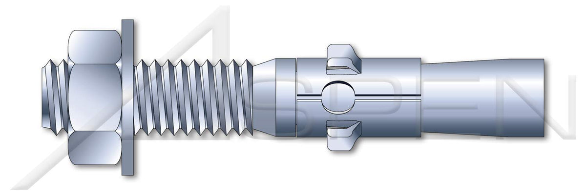 (10 pcs) 1' X 9', Wedge Anchors, Steel, Zinc Plated