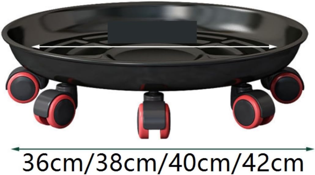 Rolling Plant Stand Thickened Mobile Tray Universal Wheel Household Flower Pot Base Round Iron Plate Plant Caddy for Flower Pot(Brass,38cm)